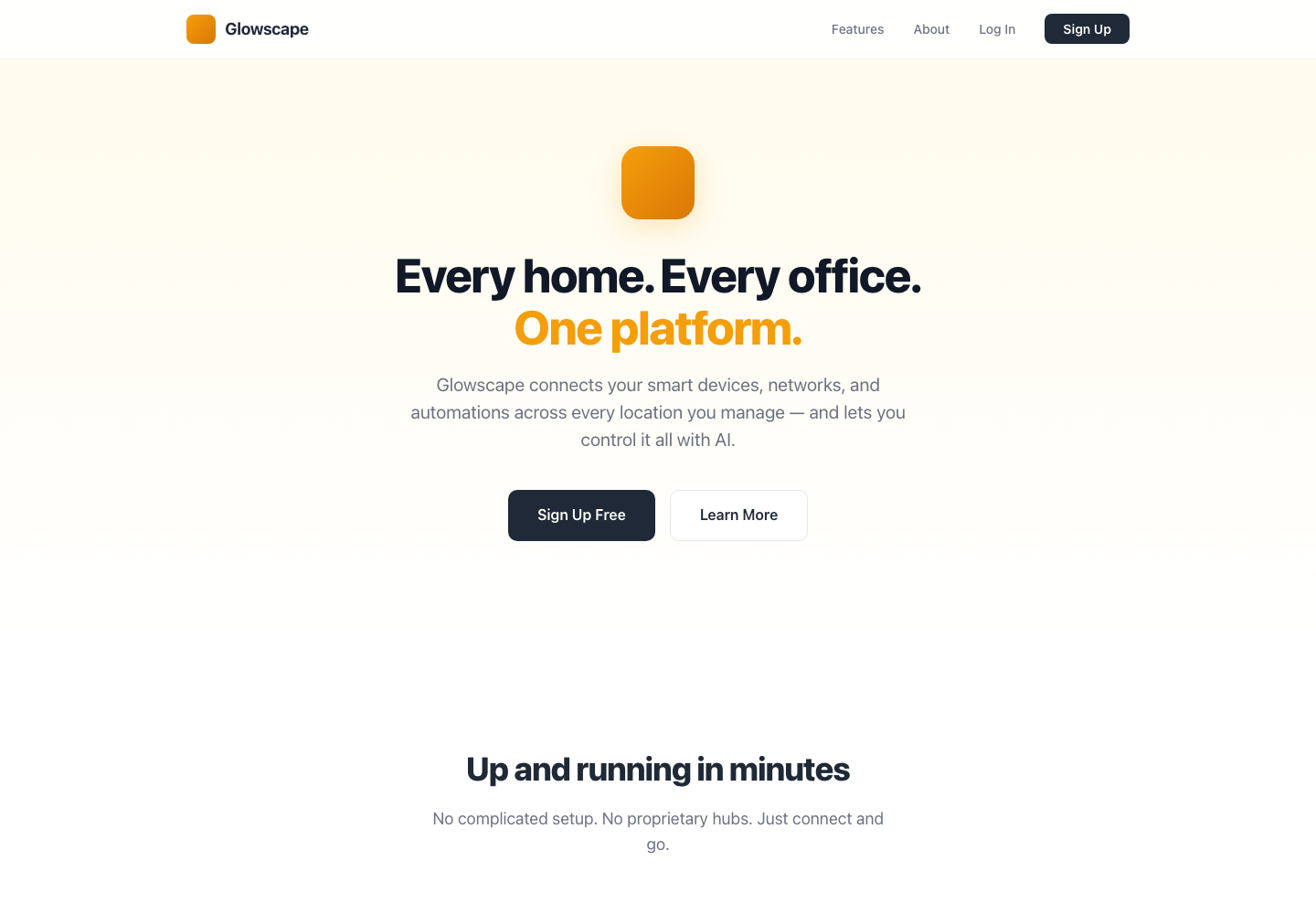 glowscape homepage screenshot